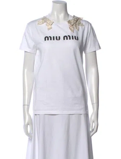 Pre-owned Miu Miu 2022 Crew Neck T-shirt In White