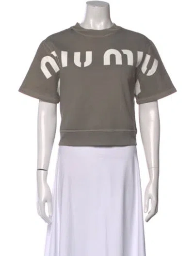 Pre-owned Miu Miu 2022 Graphic Print Crop Top In Gray