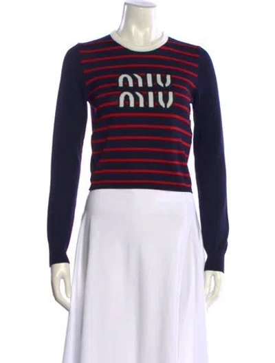 Pre-owned Miu Miu 2022 Graphic Print Sweater In Blue