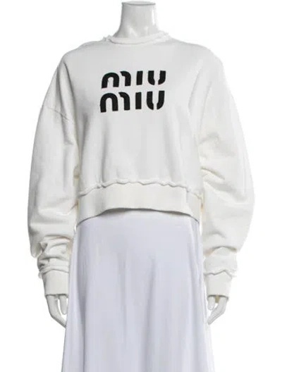 Pre-owned Miu Miu 2022 Graphic Print Sweatshirt In White
