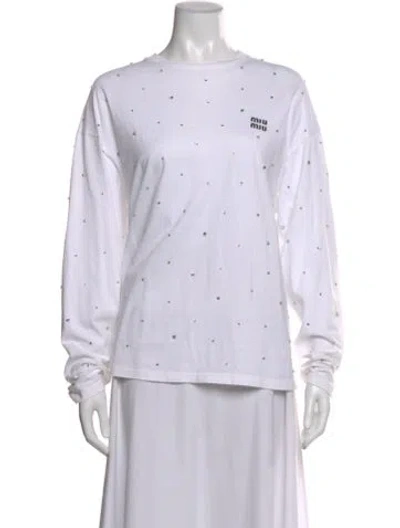 Pre-owned Miu Miu 2022 Graphic Print Top In White