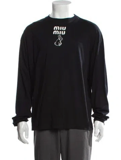 Pre-owned Miu Miu 2022 Graphic Print T-shirt In Black