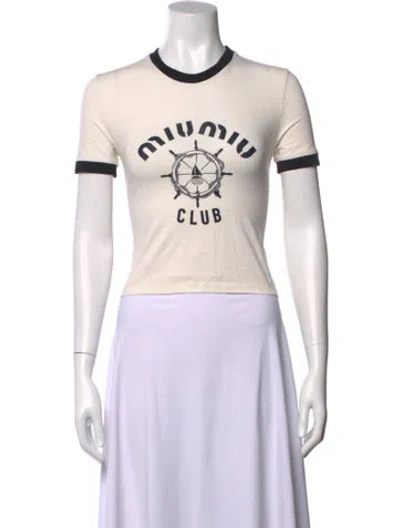 Pre-owned Miu Miu 2022 Graphic Print T-shirt In White