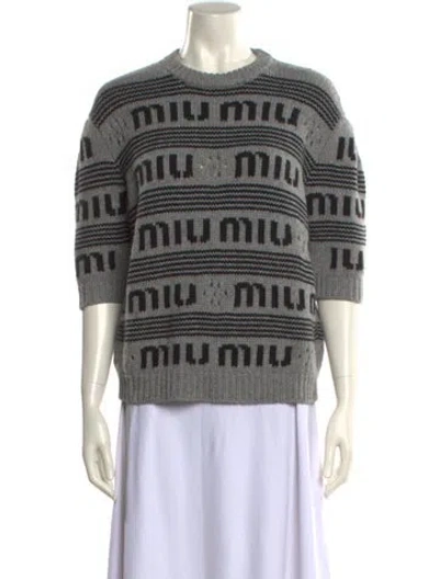 Pre-owned Miu Miu 2022 Holiday Sweater In Gray