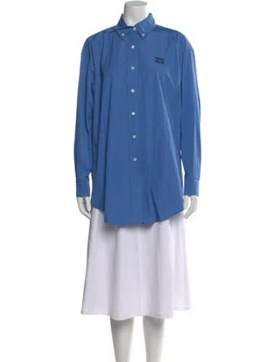 Pre-owned Miu Miu 2022 Long Sleeve Button-up Top In Blue