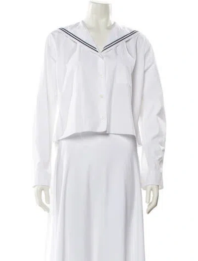 Pre-owned Miu Miu 2022 Long Sleeve Crop Top In White