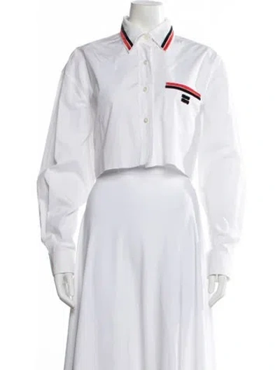 Pre-owned Miu Miu 2022 Long Sleeve Crop Top In White