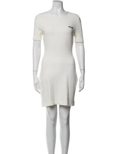 Pre-owned Miu Miu 2022 Mini Dress In Neutrals