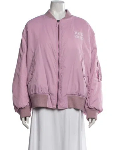 Pre-owned Miu Miu 2022 Nylon Bomber Jacket W/ Tags In Pink