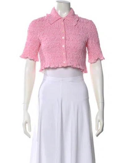 Pre-owned Miu Miu 2022 Plaid Print Crop Top In Pink