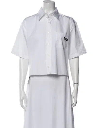 Pre-owned Miu Miu 2022 Short Sleeve Button-up Top In White