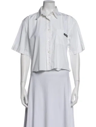 Pre-owned Miu Miu 2022 Short Sleeve Button-up Top In White