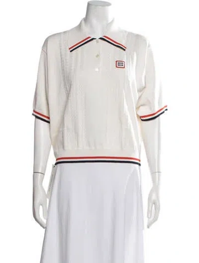 Pre-owned Miu Miu 2022 Short Sleeve Polo W/ Tags In Neutrals