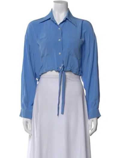 Pre-owned Miu Miu 2022 Silk Crop Top In Blue
