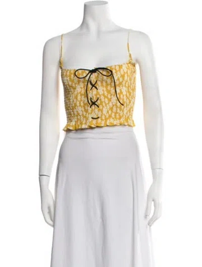 Pre-owned Miu Miu 2022 Silk Crop Top In Yellow