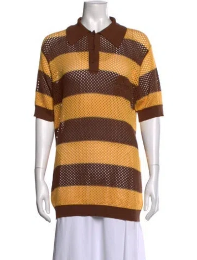 Pre-owned Miu Miu 2022 Silk Polo In Brown