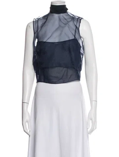 Pre-owned Miu Miu 2022 Silk Top In Blue
