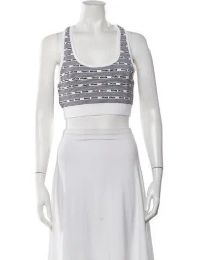 Pre-owned Miu Miu 2022 Striped Sports Bra In White