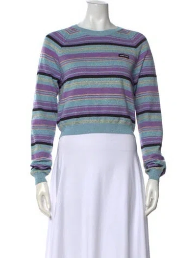 Pre-owned Miu Miu 2022 Striped Sweater In Blue