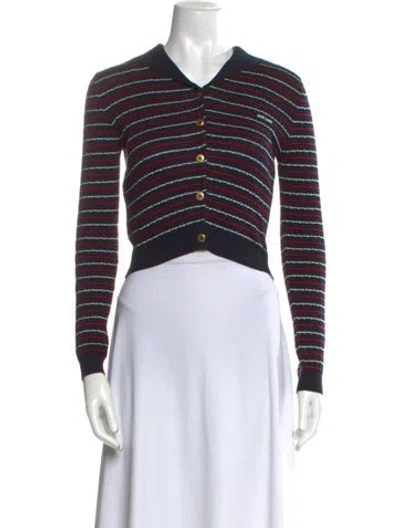 Pre-owned Miu Miu 2022 Striped Sweater W/ Tags In Blue