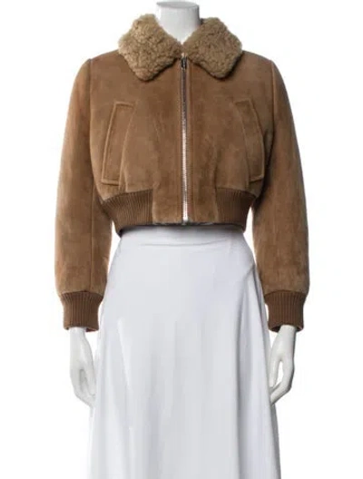 Pre-owned Miu Miu 2022 Suede Bomber Jacket In Brown