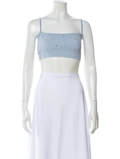 Pre-owned Miu Miu 2022 Virgin Wool Crop Top In Blue