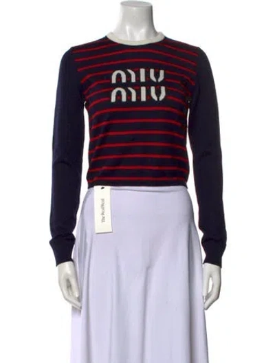 Pre-owned Miu Miu 2022 Virgin Wool Sweater In Blue