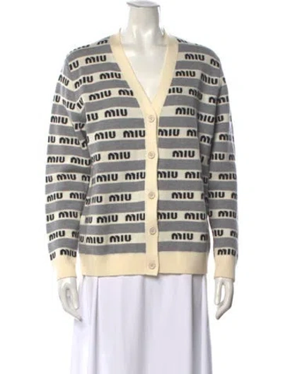Pre-owned Miu Miu 2022 Virgin Wool Sweater In Gray