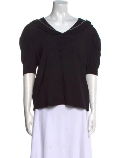 Pre-owned Miu Miu 2022 V-neck Top In Black