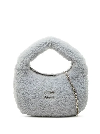 Pre-owned Miu Miu 2022-2024 Mini Shearling Wander Satchel In Blue