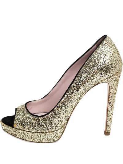 Pre-owned Miu Miu 2023 120mm Glitter Pumps In Gold