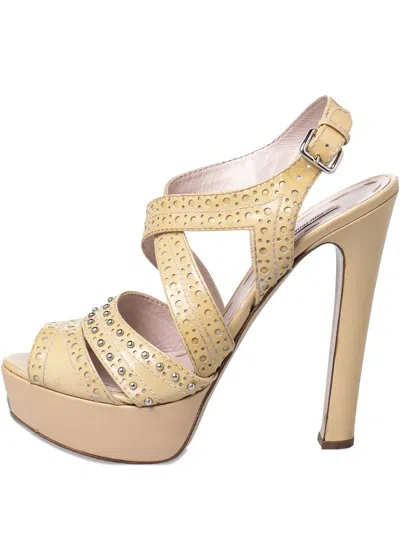 Pre-owned Miu Miu 2023 145mm Patent Leather Platform Sandals