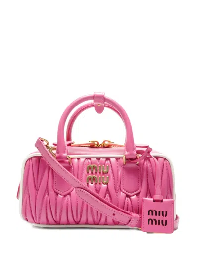 Pre-owned Miu Miu 2023 Arcadi Leather Tote Bag In Pink