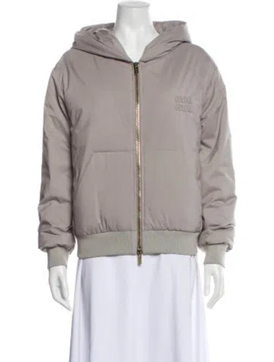 Pre-owned Miu Miu 2023 Bomber Jacket In Gray