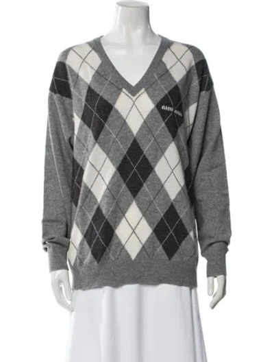 Pre-owned Miu Miu 2023 Cashmere Sweater In Gray