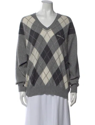 Pre-owned Miu Miu 2023 Cashmere Sweater In Gray