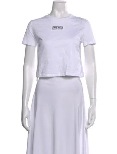Pre-owned Miu Miu 2023 Crew Neck Crop Top In Blue