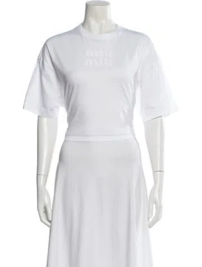 Pre-owned Miu Miu 2023 Crew Neck T-shirt In White