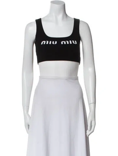 Pre-owned Miu Miu 2023 Graphic Print Crop Top W/ Tags In Black