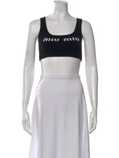 Pre-owned Miu Miu 2023 Graphic Print Sports Bra In Black