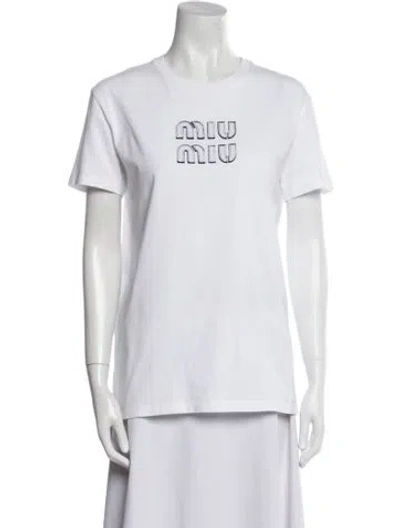 Pre-owned Miu Miu 2023 Graphic Print T-shirt In White