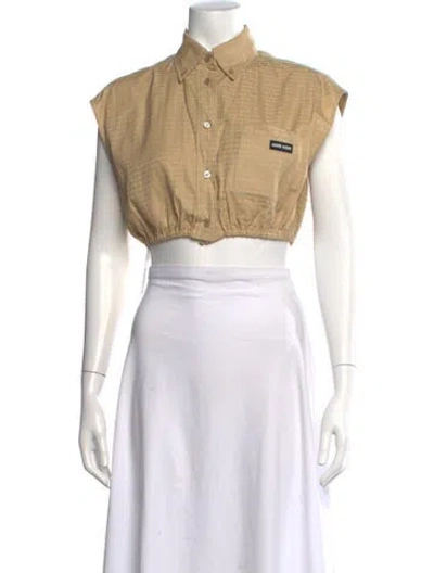 Pre-owned Miu Miu 2023 Jacquard Crop Top In Neutral