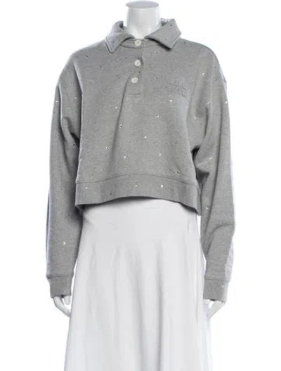 Pre-owned Miu Miu 2023 Long Sleeve Polo In Grey