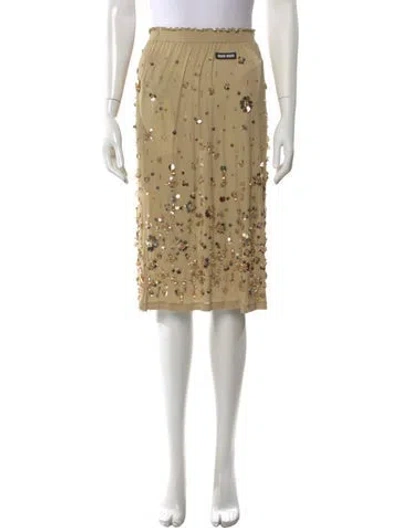 Pre-owned Miu Miu 2023 Midi Length Skirt In Neutral