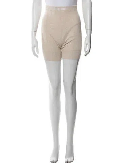 Pre-owned Miu Miu 2023 Mini Shorts W/ Tags In Neutrals