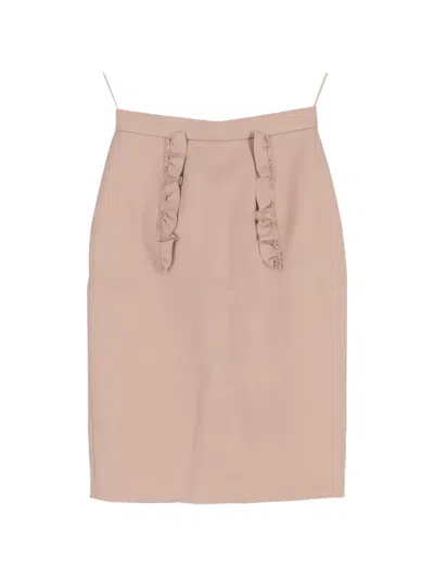 Pre-owned Miu Miu 2023 Pencil Ruffle Skirt In Neutral