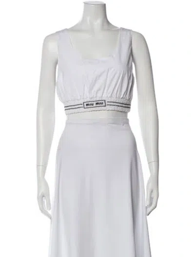 Pre-owned Miu Miu 2023 Scoop Neck Crop Top In White
