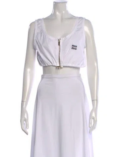 Pre-owned Miu Miu 2023 Scoop Neck Crop Top In White