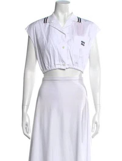 Pre-owned Miu Miu 2023 Sleeveless Crop Top In White