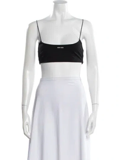 Pre-owned Miu Miu 2023 Square Neckline Crop Top In Black